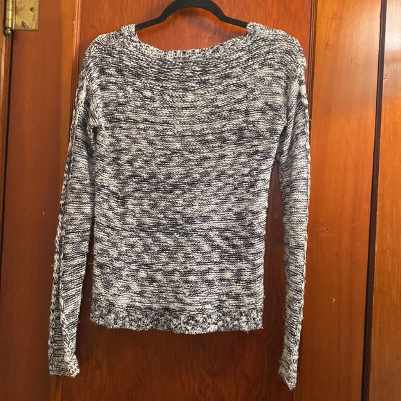 Navy and White Crew Neck Knit Sweater - Picture 2 of 4